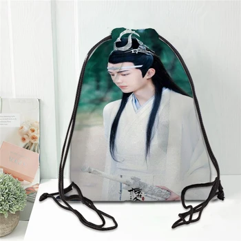 Caliente Chenqingling Lan wangji Wang Yibo Impreso mochila bolso de lazo del satén suave zapato bolsas a la escuela de Logotipo personalizado bolsas para las mujeres
