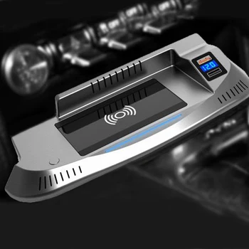 15W coche cargador inalámbrico QI cargador de teléfono de placa de carga inalámbrica soporte para teléfono accesorios para Ford Mustang-2020