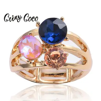 Cring Coco 2020 Anillos de Joyería de Moda para las Mujeres de las Niñas de Cristal de diamante de imitación de Ajuste de Color Oro los Anillos de la Marca de Lujo de las Señoras de los Anillos