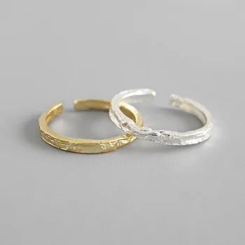 LouLeur Cóncavo Convexo papel de Aluminio delgado anillos esterlina 925 de plata chic Irregular elegante, femenino open anillos 925 joyas de regalo