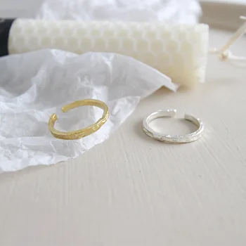 LouLeur Cóncavo Convexo papel de Aluminio delgado anillos esterlina 925 de plata chic Irregular elegante, femenino open anillos 925 joyas de regalo