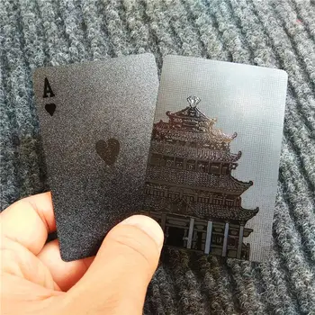 2018 Nueva impresión 3D de la Torre de Estilo Negro Puro poker de Plástico Impermeable Juego de Cartas juego de cartas poker TEXAS juego de cartas