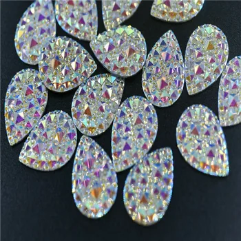 Resina de diamantes de Imitación AB las planas Blanco Verde Gose de Cristal Accesorios de la Joyería de la Gota de 13x18 18x25 Piedras de Fantasía