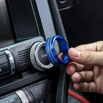 Azul de Aluminio Faros de Volumen Control de Tono de la Perilla de la Cubierta del Anillo de la Moldura Interior Accesorios para Ford Mustang-2019