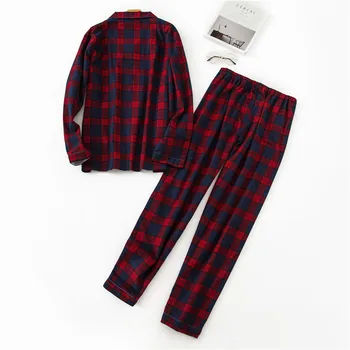 Los hombres de la ropa de dormir de Algodón de Manga Larga Camisa de los Pantalones 2Piece/Set Casual Pijama Conjunto de Gran Tamaño de Hombre ropa de hogar 2020 Cuadros Top de Pijama
