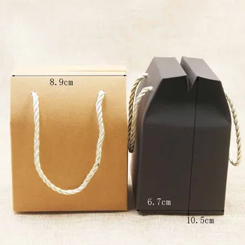 Mulit de color caja de regalo con la manija de cadena de papel en blanco de la boda/dulces/tés/tuercas/cookies/regalos paquete caja con asa 8.9*6.7*10.5 cm 10pc