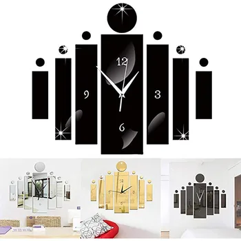 De lujo 3D Espejo de Plata Reloj de Pared de Diseño Moderno a la Decoración del Hogar Reloj de Pared de la etiqueta Engomada de la Moda Creativo de la Sala de Adorno de Escritorio de Estilo Conciso