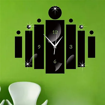 De lujo 3D Espejo de Plata Reloj de Pared de Diseño Moderno a la Decoración del Hogar Reloj de Pared de la etiqueta Engomada de la Moda Creativo de la Sala de Adorno de Escritorio de Estilo Conciso