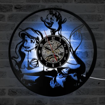 Sirena Vinly Registro de Reloj Fashion Creativo de dibujos animados de Diseño hechos a Mano Colgante de Reloj de Pared de Estilo Antiguo Reloj de Pared LED