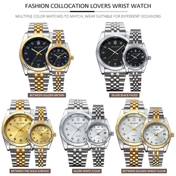 Pareja Reloj de WLISTH parte Superior de la Marca de relojes de Lujo de las Mujeres de los Hombres de Cuarzo Reloj Automático de la Fecha de la Moda Casual de los Amantes del Reloj de Acero Inoxidable Relogio