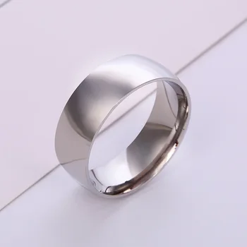 Envío aleatorio de la joyería de acero inoxidable par de acero de titanio anillo de 8mm10mm dentro y fuera de arco brillante de la cara inoxidable