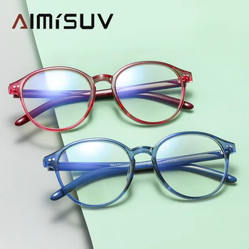 AIMISUV Ronda de la Luz Azul de Bloqueo de Gafas de las Mujeres de los Hombres de la Moda de los Juegos de Ordenador Vasos Masculino Femenino UV400