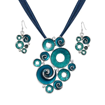 MINHIN Azul Oscuro Encanto sistema de la Joyería Para las Mujeres Especiales de Diseño Bonito de la Boda de la Joyería de Múltiples Capas Cortas la Cuerda del Collar
