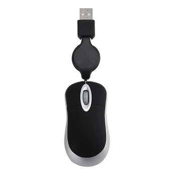Mini USB Ratón con Cable Retráctil de Cable Pequeño Pequeño Ratón de 1600 DPI Óptico Compacto de Viaje Ratones para Windows 98, 2000 XP Vista Ve