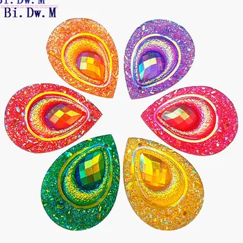 La MEZCLA de las planas de la Resina de diamantes de Imitación en forma de Lágrima, Azul, Amarillo, Rosa, Púrpura, Verde 18x25mm Strass Cristal de Piedra Accesorios de Costura Para Coser