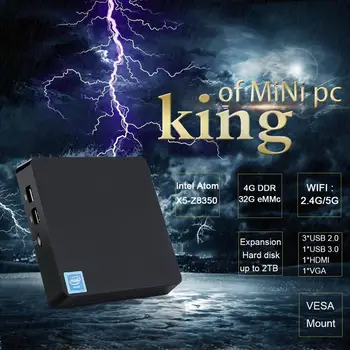 T11 Mini PC Intel Atom X5-Z8350 Quad Core Win10 Equipo Mini 2.4 G/5G WIFI BT HDMI USB 3.0 4G 32G/4G 64G VGA PC de Bolsillo