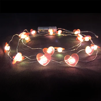 LED de luces de hadas de Corazón Rojo de la Longitud de la batería AA operado decoración navideña Chirstmas luz de cobre de la cadena de parte de la iluminación de la cadena de la lámpara