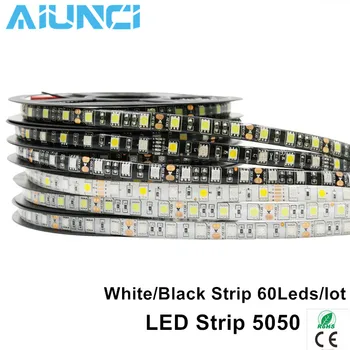 5M Tira de LED 5050 LED DC12V LED Flexible de la Luz 60LED/m Impermeable RGB+Blanco / RGB+Blanco Cálido LED Flexible Strip Negro/Blanco PCB