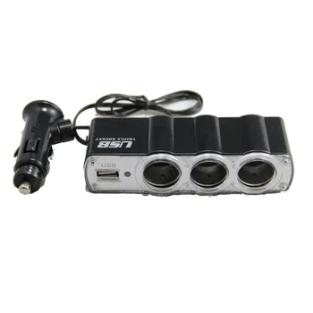 Universal de 12V 3 Forma de toma del encendedor del coche con USB poroso convertidor Cargador de Coche Auto Adaptador de Puerto para el teléfono, etc.