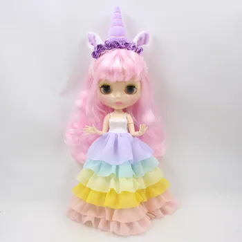 DBS 1/6 Blyth muñeca Unicornio traje vestido con la capa y la banda para el cabello linda princesa vestirse de ropa de niña de regalo de HIELO BJD juguete