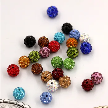 50pcs de 10mm de diamantes de Imitación de la Ronda Suelta Perlas Para la Pulsera Aretes de BRICOLAJE Bola de Cristal de la Joyería