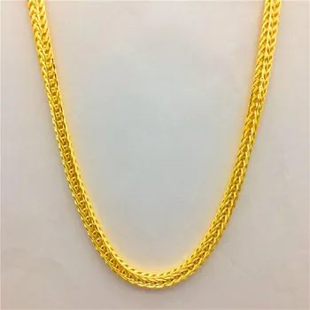 Lujo de Tailandia de Arena de Oro de 14K Collar Grueso de la Serpiente de Hueso Amarillo Oro Collar de Cadena de los Hombres de la Boda de Compromiso de la Joyería Regalos
