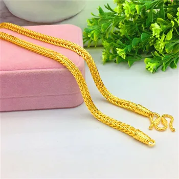 Lujo de Tailandia de Arena de Oro de 14K Collar Grueso de la Serpiente de Hueso Amarillo Oro Collar de Cadena de los Hombres de la Boda de Compromiso de la Joyería Regalos
