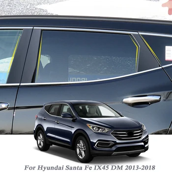 6pcs Car Styling Para Hyundai Santa Fe IX45 DM 2013-2018 Coche Reborde de la Ventana de la etiqueta Engomada de la Columna central Adhesivos de PVC Accesorios Externos