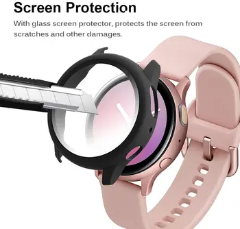Pantalla completa de Caso para Samsung Galaxy Reloj Active 2 44 mm 40 mm Protector de la Cobertura de la Protección de la Pantalla Cubierta de la Active2 44mm Casos