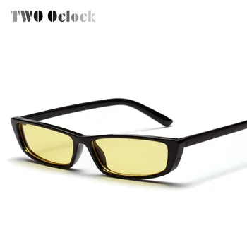 DOS Horas 90 Gafas de sol de las Mujeres de la Vendimia de la Moda Rectangular Pequeño Marco Negro de Ojo de Gato Gafas de Sol UV400 Retro Tonos Óculo 81345