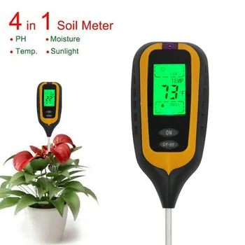3/4 EN 1 Digital medidor de fertilizante del Suelo Redondo/Cuadrado de PH Medidor de Temperatura de la luz del Sol Tester para el Jardín de la Granja de Césped Planta de un 40% de descuento