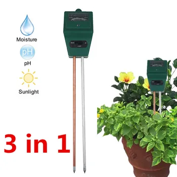 3/4 EN 1 Digital medidor de fertilizante del Suelo Redondo/Cuadrado de PH Medidor de Temperatura de la luz del Sol Tester para el Jardín de la Granja de Césped Planta de un 40% de descuento