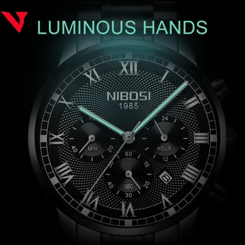 NIBOSI Mens Relojes de Deporte de los Hombres Impermeables de la Marca de Lujo del Reloj De 2019 Moda Completa de Acero Analógico de Cuarzo reloj de Pulsera Relogio Masculino