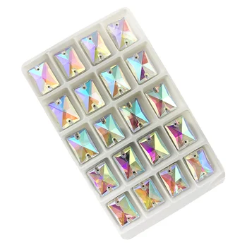 2018 Popular Brillante Coser el Rectángulo de diamantes de Imitación de las planas Con 2 Agujeros Para el BRICOLAJE ,Ropa, Zapatos ,Bolsos