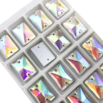 2018 Popular Brillante Coser el Rectángulo de diamantes de Imitación de las planas Con 2 Agujeros Para el BRICOLAJE ,Ropa, Zapatos ,Bolsos