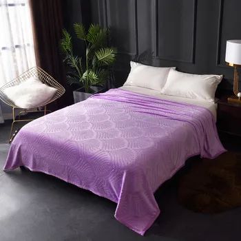 Franela relieve manta hoja sólida manta de lana azul suave y cálida tiro para oficina sofá único de doble cubierta de la cama de 150*200 cm púrpura