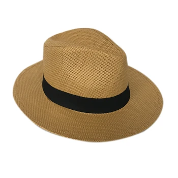 AA Sólidos de Panamá de Paja Sombrero Para los Hombres de Verano de la Playa de Cap Con Ala Ancha Mujeres Jazz Sombrero de Fieltro Sombrero de Verano Mujer CM19032